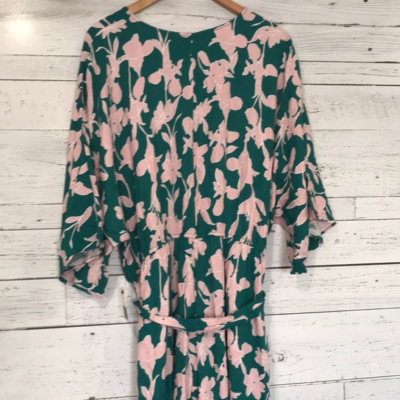 Nwt Eloquii Elements kimono sleeve Jumpsuit green pink floral multiple sizes - Picture 8 of 12